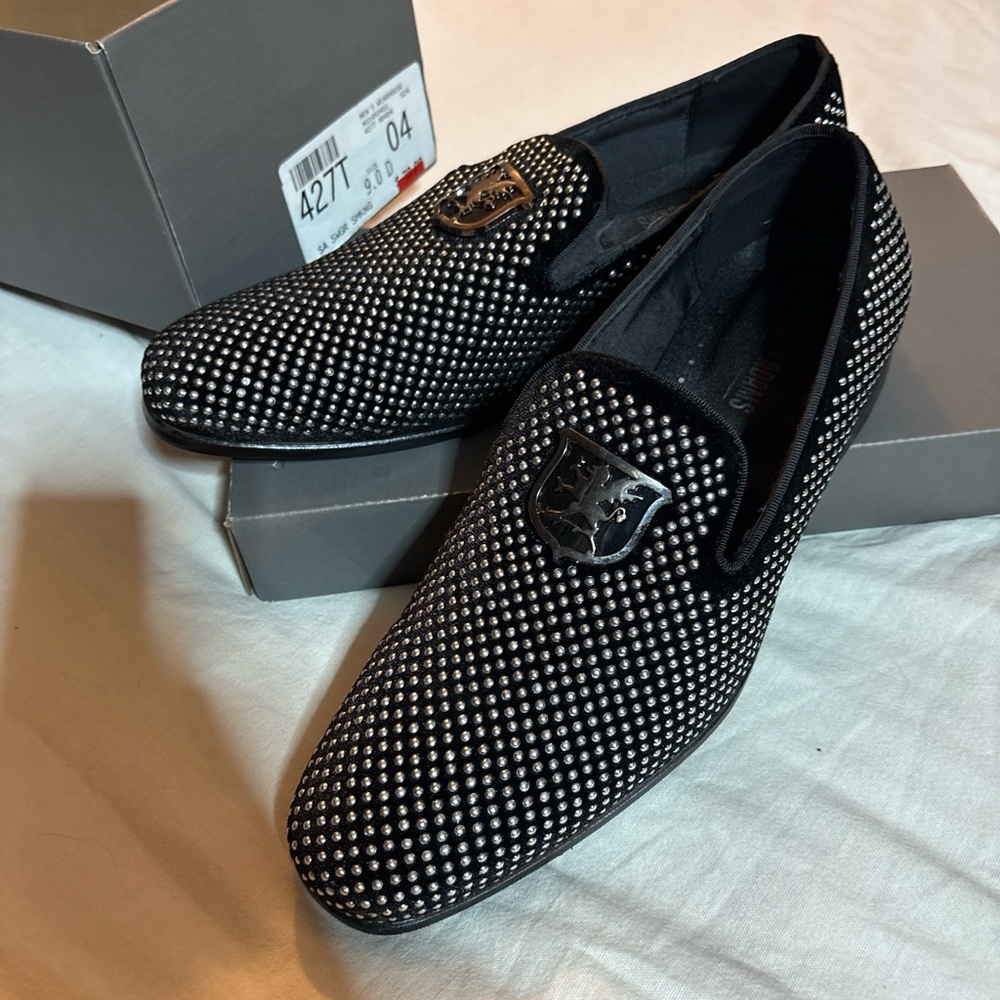Stacy Adams Black Loafers with Silver Studs